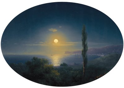 月明かりの下でクリミア海岸 作： Ivan Konstantinovich Aivazovsky